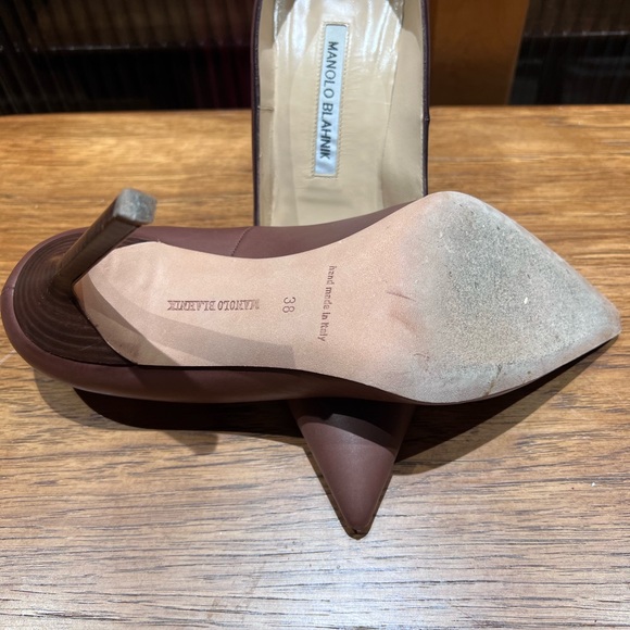 Dark brown leather, 4” wood stacked heel. - Picture 6 of 6